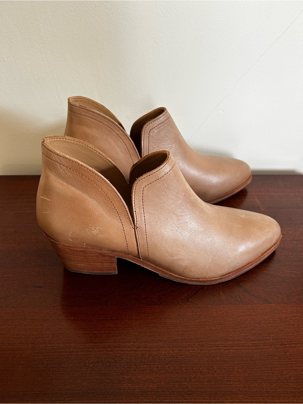 NISOLO MIA Everyday Ankle Boot Tan Leather Low Block Heel 8.5